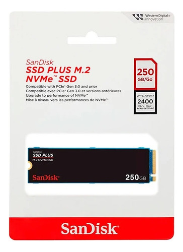 Ssd M2 250gb Nvme Sandisk Plus 2280 Pcie 3.0 Sdssda3n-250g-g26