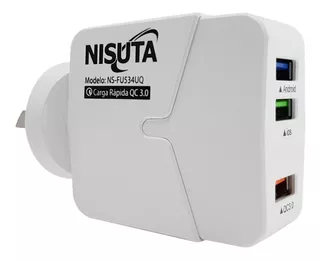 Cargador Turbo Nisuta Con 3 Puertos Usb 3.6a Nsfu534uq Color Blanco