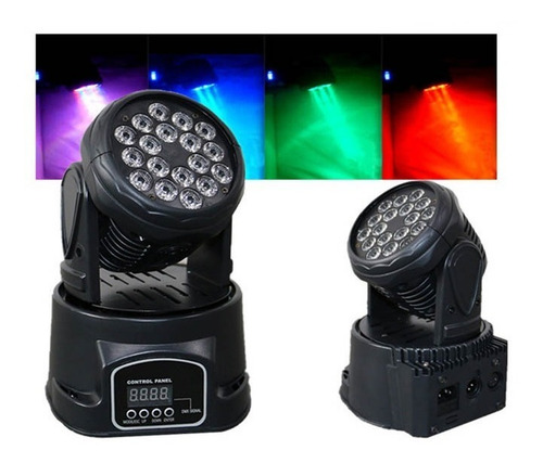 Imagen 2 de 10 de Cabezal Movil 18 Led X 3w Rgb Robotico Dmx 12 Canales Dj