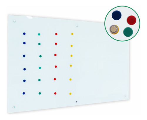 Quadro Lousa Magnético Em Vidro 4mm Fundo Branco-1200x800mm