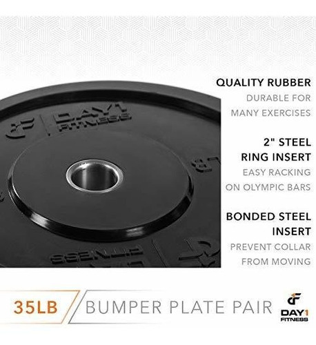 1 Fitness Olympic Bumper Weighted Plate 2 For Barbells Bars