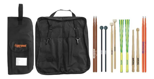 Kit Bag 002 Premium + Set De Baquetas 6 Pares Liverpool +