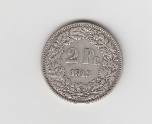 Moneda Suiza 2 Francos Año 1913 Plata Bueno 