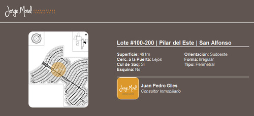 Lote Perimetral #100-200 - Pilar Del Este - San Alfonso - 491m2 #id 13961