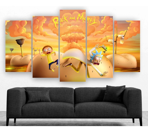 Set De 5 Cuadros Decorativo Rick And Morty Canvas 09