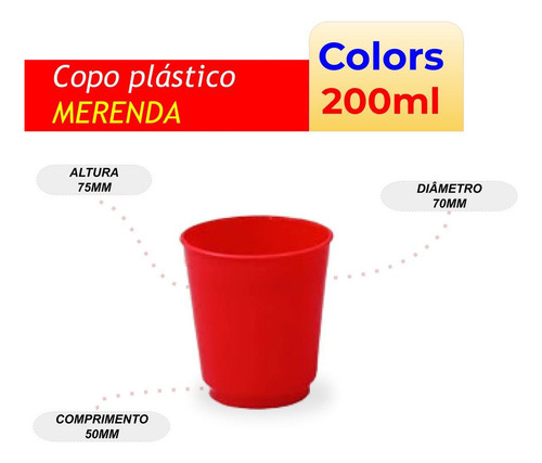 Kit de 10 vasos de colores de 200 ml