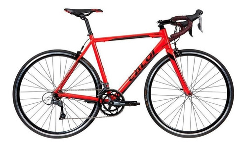 Bicicleta Caloi Strada Speed Claris R2000 2x8 16V, color aluminio, marco rojo, talla M