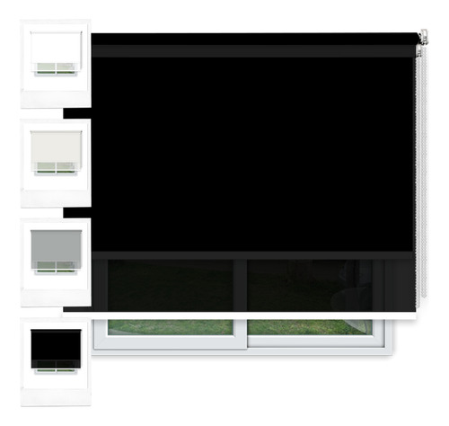 Cortina Roller Doble Blackout Y Sunscreen 7% 90x190 Negro