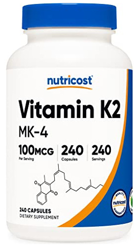 Nutricost Vitamina K2 (mk4) 240 Cápsulas (100mcg) - 6k4d3