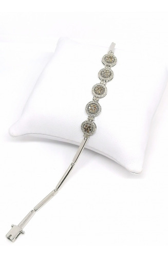 Exclusiva Pulsera De Diamantes Blancos Y Champagne 1.00tcw