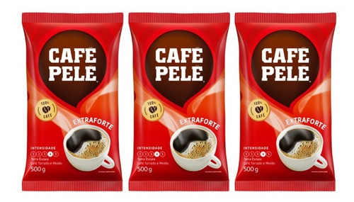 Café Pelé Extra Forte Pacote 500g Kit C/3