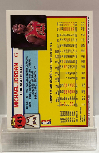 Michael Jordan Topps 92 93 (141) (Usado)