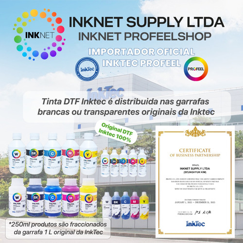 5 X250ml Tinta Dtf Inktec P/ Dx4 Dx5 I3200 Ecotank L18050