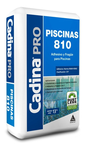 Imagen 1 de 8 de Cadina Pro Piscinas 810 Adhesivo Y Fragüe En Polvo 13 Kg