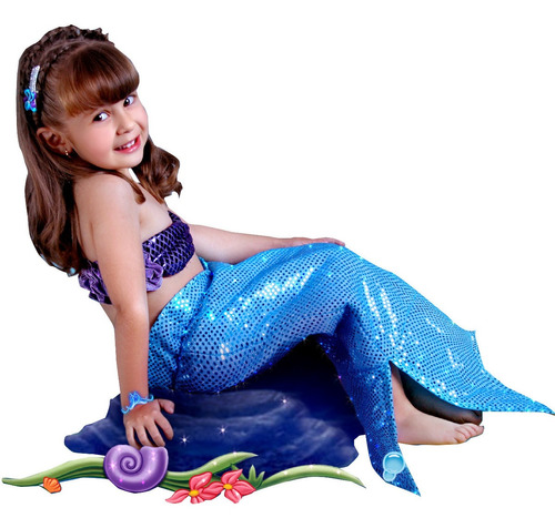 Disfraz Ariel Sirena Sirenita Azul Para Niña Talla 10 - 12