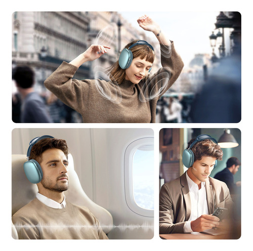 Audífonos Inalámbricos Over-ear Mecdets P9 Pro Max Con Bluetoothcon Micrófono Integrado y Cancelación de Ruido Color Azul