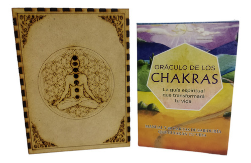 Cartas Oráculo De Los Chakras En Caja De Madera Quemada