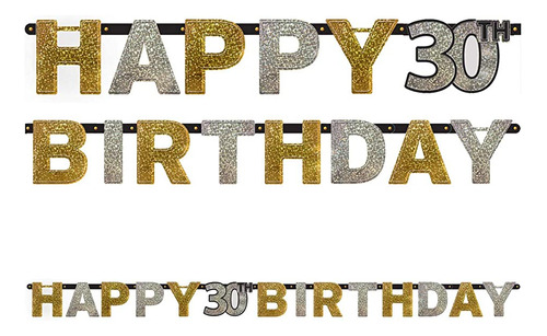 Banner De Letras Prismáticas  Feliz 30 Cumpleaños 