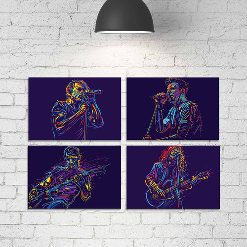 Imagem 2 de 4 de Placas Decorativas Abstratas Músicos Abstrato 30x40cm Kit4un