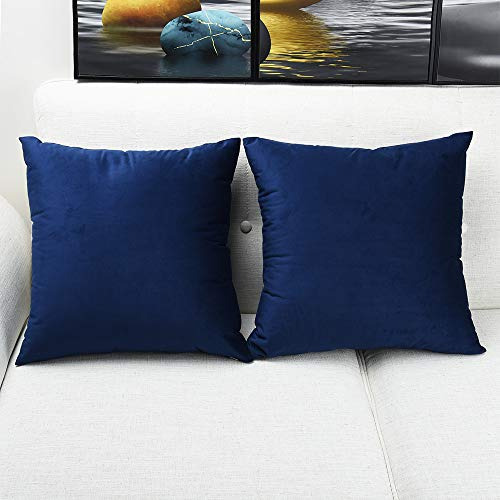 Set De 4 Fundas De Almohada De Terciopelo Azul Marino