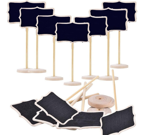 ^ 50pcs Mini Letrero De Pizarra De Madera Mini Pizarra