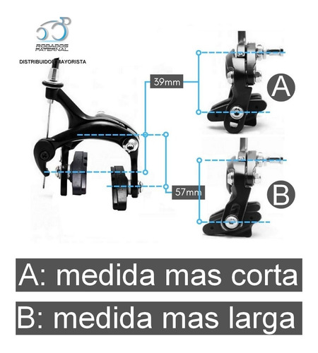 Imagen 2 de 9 de Herradura Freno Bicicleta Fixed Ruta Doble Pivote Del Y Tras