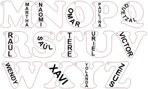 35 Acrílicos De Letras Para Llavero Abecedario (6 Cm X 6 Cm)