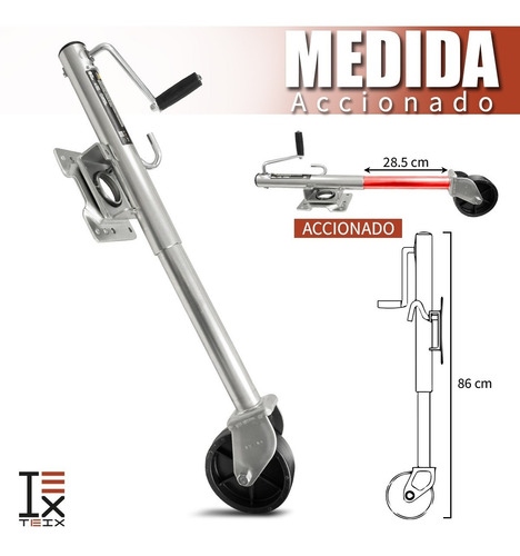 Imagen 4 de 9 de Gato Para Remolque 1500 Lbs Palanca Al Lado Pata Con Rueda