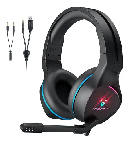 Auriculares Gaming con LED y control de volumen para consola PS4, XBOX y PC  Azul, Cascos