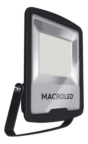 Reflector Led Macroled 200w 220v Frio 6500k Ideal Futbol Carcasa Negro Luz Blanco frío