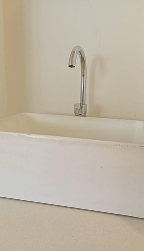Bacha Blanca Rectangular Concreto, Baño, Cocina, Patio Blanco
