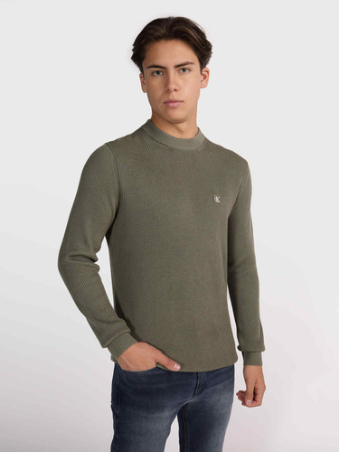 Suéter Calvin Klein Con Monograma De Hombre Verde Olivo