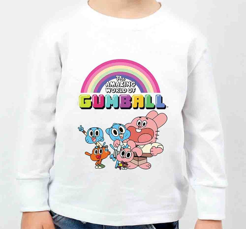 Remera Gumball Manga Larga Algodón Peinado Infantil