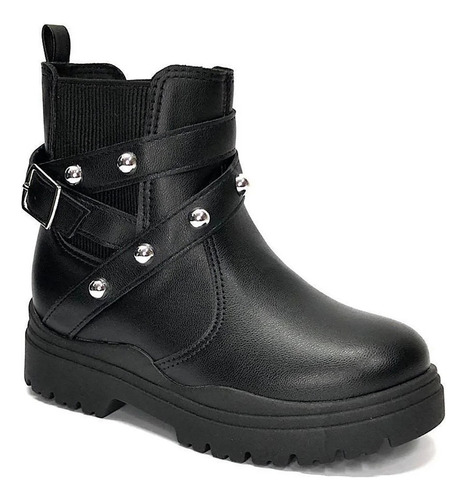 Bota Coturno Infantil Molekinha Taxas Menina Preto Conforto