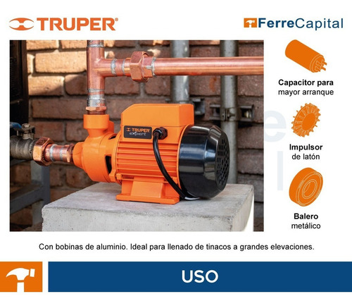 Bomba periférica Truper BOAP-1/2 0.5hp color naranja 60Hz 127V