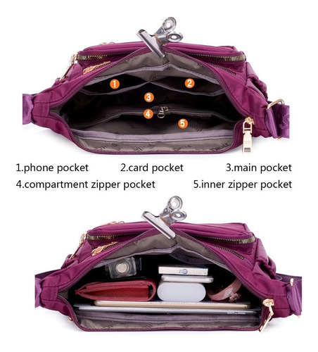 Imagen 4 de 7 de Bolsa Para Dama Bolsa De Hombro Impermeable Crossbody Mujer