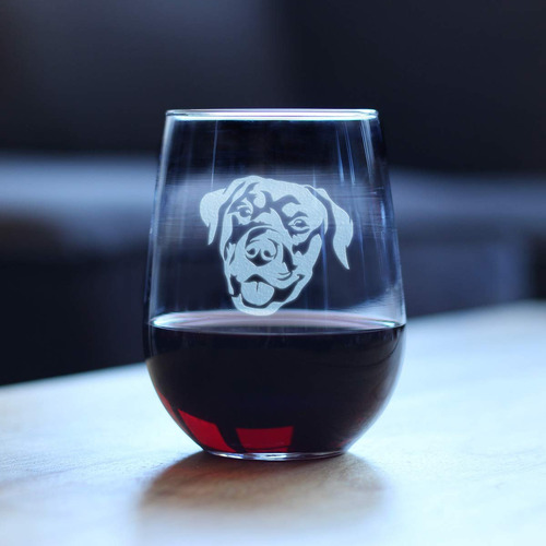 Copa De Vino Sin Tallo Feliz Rottweiler Divertidos Rega...