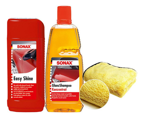 Kit Lavado Auto Microfibras + Shampoo + Cera Detailing Sonax