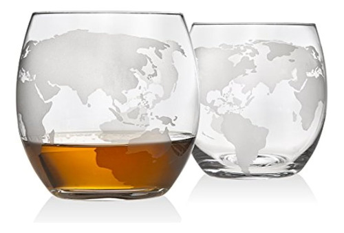 Godinger Old Fashioned Vasos De Whisky, Mapa De Globo Grabad