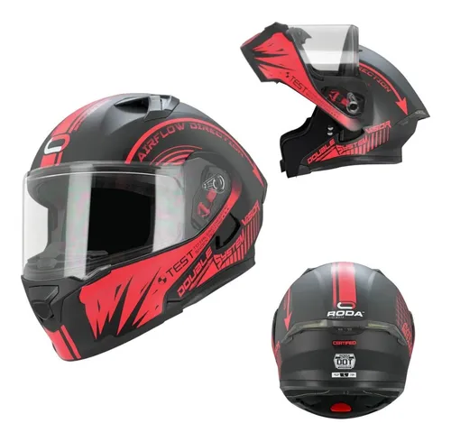 Casco Abatible Para Moto Roda Rush Svs Rojo