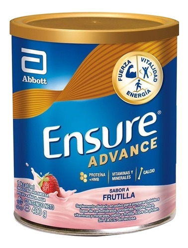 Suplemento em pó Abbott  Ensure Advance carboidratos Ensure Advance sabor  morango em lata de 850g