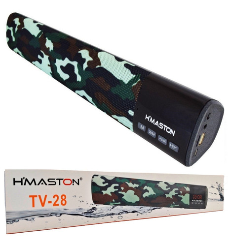 Caixa De Som Bluetooth Super Bass Usb, P2, Sd Card Camuflado