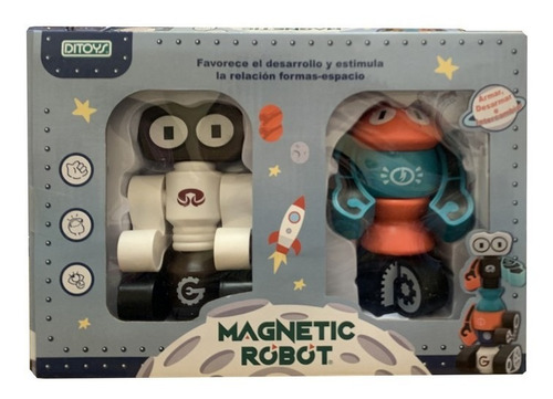 Robot Magnetic X 2 Intercambiables Combinables Mod 3 Ditoys Personaje Robots 3