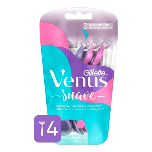 Imagen 2 de 10 de Gillette Venus Suave Maquina De Afeitar X4 U - Mejor Precio