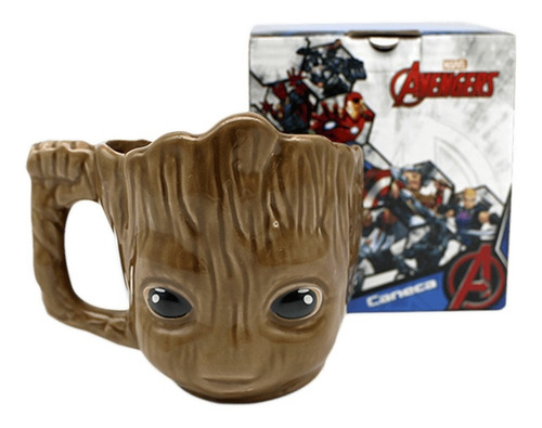 Caneca 3d Geek Marvel Guardiões Da Galáxia Baby Groot 350ml