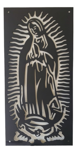 Virgen De Guadalupe Metálica Para Interior Y Exterior 60x30