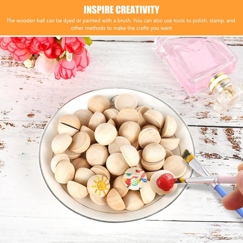 100x Unfinished Half Wooden Beads For Gnome Noses 2cmx1cm