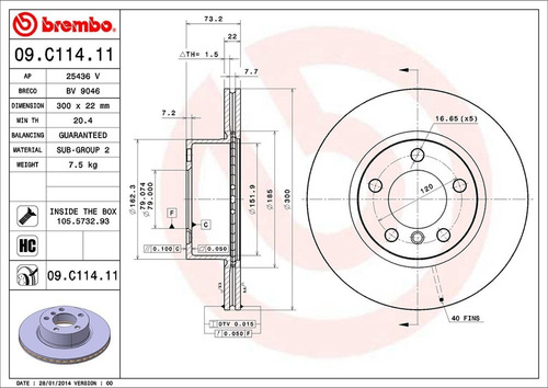 Disco Brembo Bmw 3 Gran Turismo 320 I 2014 A 2015 Del Pza