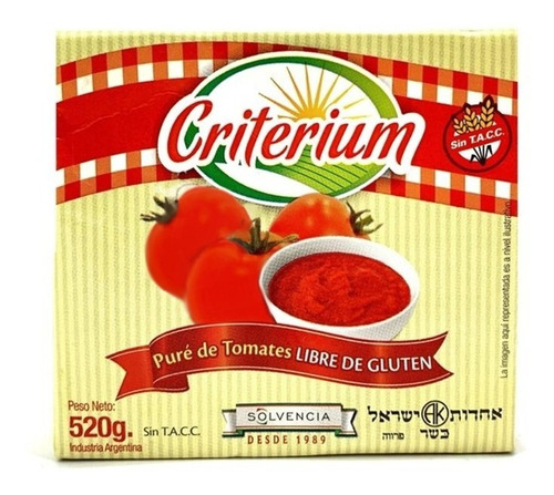 Pure De Tomate X 520 Gr Libre De Gluten - Sin Tacc Kosher