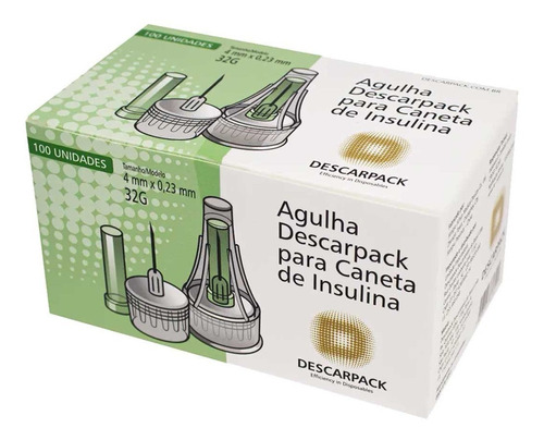 Agulha P/ Caneta Insulina Extra Conforto 4mm 32g Descarpack